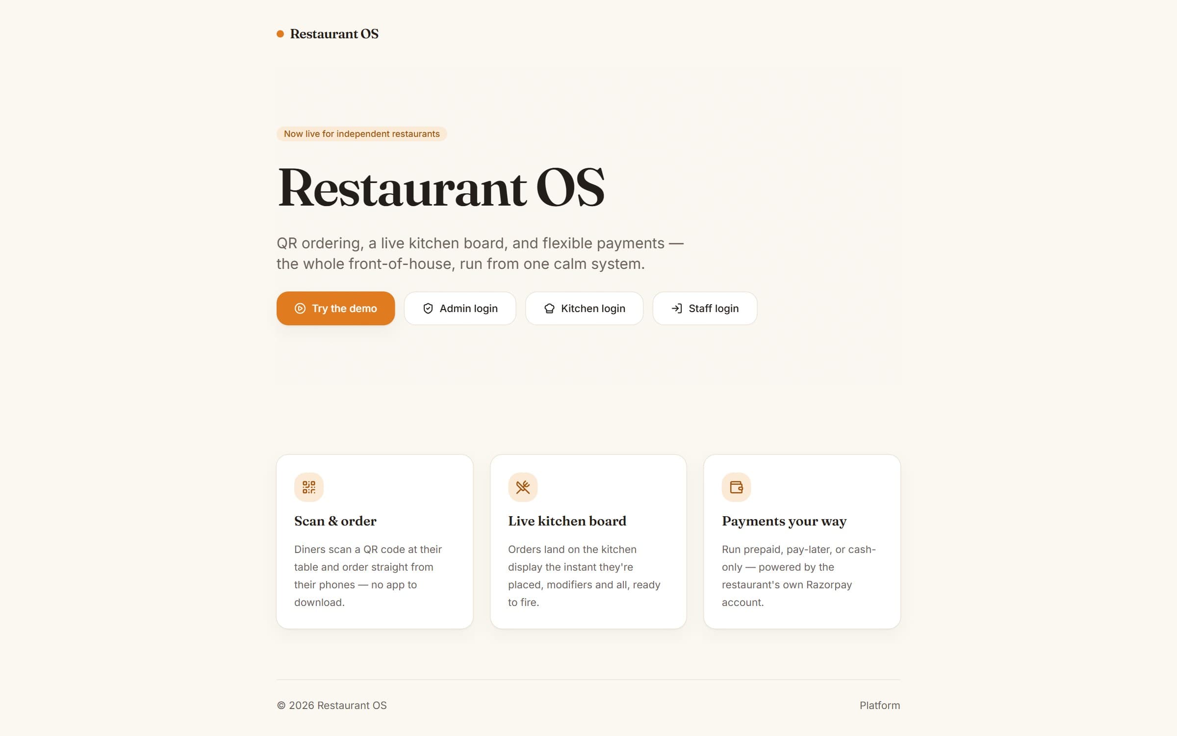 RESTAURANT OS project screenshot